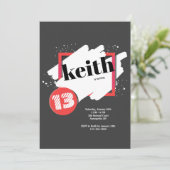 Zwart met rode details uitnodiging (Staand voorkant)