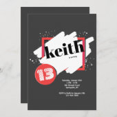 Zwart met rode details uitnodiging (Voorkant / Achterkant)