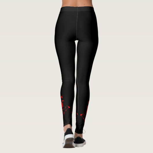Zwart met rode harten leggings (Achterkant)