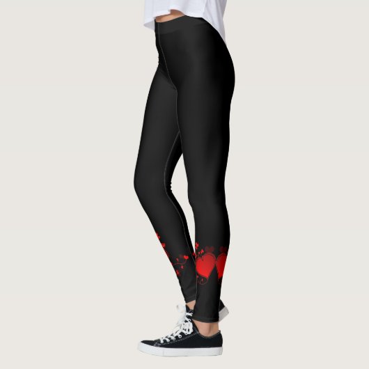 Zwart met rode harten leggings (Links)