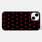 Zwart met rode harten patroon - Case-Mate iPhone case (Achterkant (horizontaal))