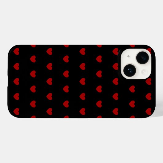 Zwart met rode harten patroon - Case-Mate iPhone case (Achterkant (horizontaal))