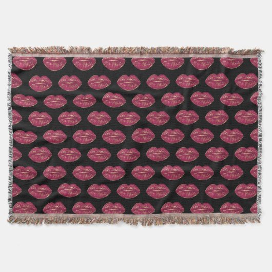 Zwart met rode lippen deken (Voorkant)
