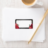 Zwart met Rode Rozen Quinceañera Adresetiketten Etiket (Insitu)