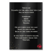 Zwart met rode rozen Quinceañera Kaart (Achterkant)