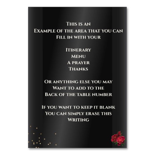 Zwart met rode rozen Quinceañera Kaart (Achterkant)