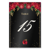 Zwart met rode rozen Quinceañera Kaart (Voorkant)