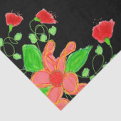Zwart met rood, langwerpig weefsel tissuepapier (Detail)