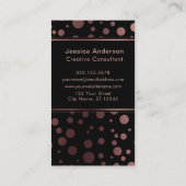 Zwart met Roos Gold Confetti Bubbles Patroon Visitekaartje (Achterkant)