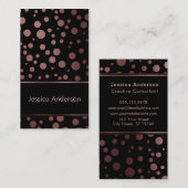 Zwart met Roos Gold Confetti Bubbles Patroon Visitekaartje (Voorkant / Achterkant)