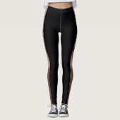 Zwart met Roos Gold Foil Stripes Leggings (Voorkant)