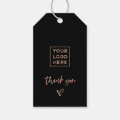 Zwart met Roos Gold Script en Hart | Dank je Cadeaulabel (Voorkant)