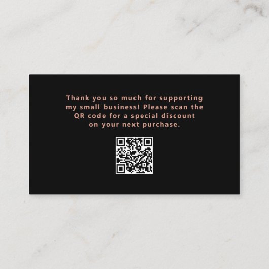 Zwart met Roos Gold Script en Hart | Dank je Visitekaartje (Achterkant)