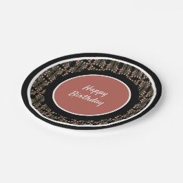 Zwart met rooskleurig roze papieren bordje