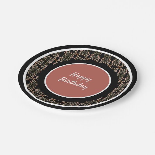 Zwart met rooskleurig roze papieren bordje (Gekanteld)