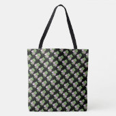 zwart met roze bloemen en bladeren tote bag (Voorkant)