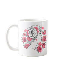Zwart met roze bloemetjes vrouw koffiethee mok