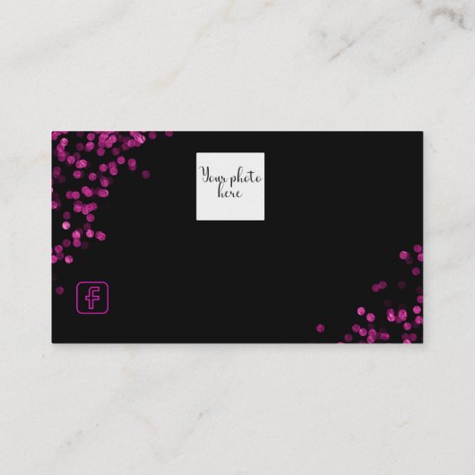 Zwart met roze design visitekaartje (Achterkant)