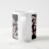 Zwart met roze en groene Cherry Blossom Sakura Grote Koffiekop (Achterkant)