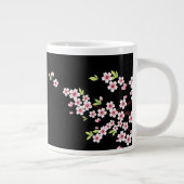 Zwart met roze en groene Cherry Blossom Sakura Grote Koffiekop (Rechts)