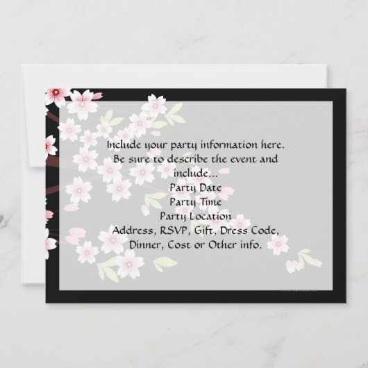 Zwart met roze en groene Cherry Blossom Sakura Kaart (Achterkant)