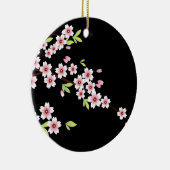 Zwart met roze en groene Cherry Blossom Sakura Keramisch Ornament (Rechts)