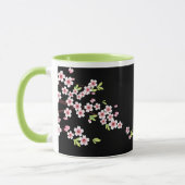 Zwart met roze en groene Cherry Blossom Sakura Mok (Links)