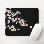 Zwart met roze en groene Cherry Blossom Sakura Muismat (Met muis)