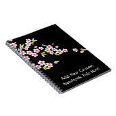 Zwart met roze en groene Cherry Blossom Sakura Notitieboek (Rechterzijde)