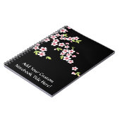 Zwart met roze en groene Cherry Blossom Sakura Notitieboek (Linkerzijde)