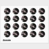 Zwart met roze en groene Cherry Blossom Sakura Ronde Sticker (Vel)