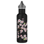 Zwart met roze en groene Cherry Blossom Sakura Waterfles (Links)