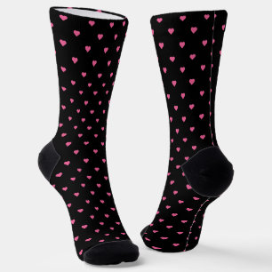 Zwart met roze hartjes sokken