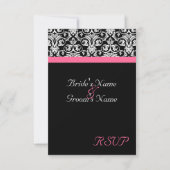 Zwart met Roze Passie Bruiloft Matching RSVP (Voorkant)
