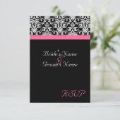 Zwart met Roze Passie Bruiloft Matching RSVP (Staand voorkant)