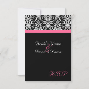 Zwart met Roze Passie Bruiloft Matching RSVP