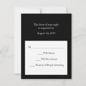 Zwart met Roze Passie Trouw Matching RSVP Kaartje (Achterkant)