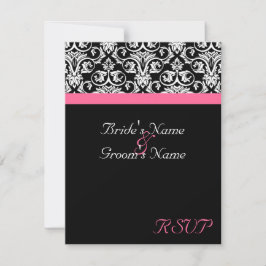 Zwart met Roze Passie Trouw RSVP Kaartje