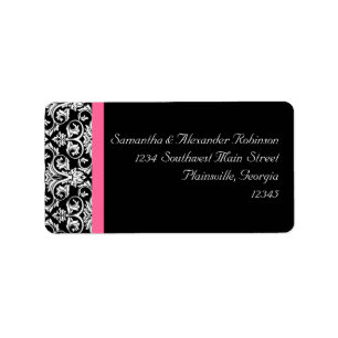 Zwart met Roze Passion Damask Etiket