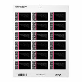 Zwart met Roze Passion Damask Etiket (Full Sheet)