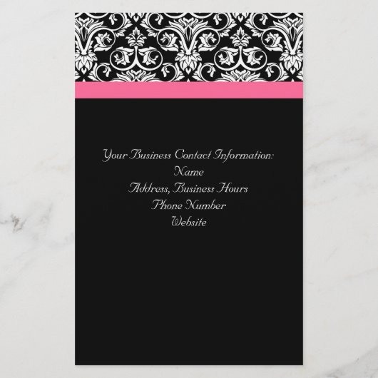 Zwart met Roze Passion Damask Flyer (Achterkant)