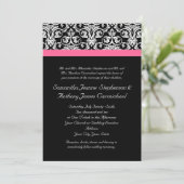 Zwart met Roze Passion Damask Kaart (Staand voorkant)