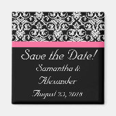 Zwart met Roze Passion Damask Magneet (Voorkant)