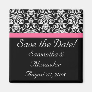 Zwart met Roze Passion Damask Magneet