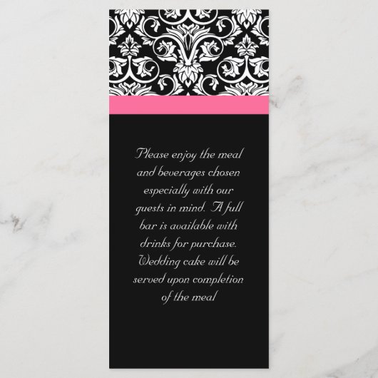 Zwart met Roze Passion Damask Menu (Achterkant)