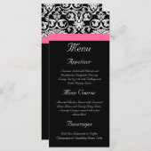Zwart met Roze Passion Damask Menu (Voorkant / Achterkant)