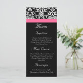Zwart met Roze Passion Damask Menu (Staand voorkant)
