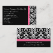Zwart met Roze Passion Damask Visitekaartje (Voorkant / Achterkant)