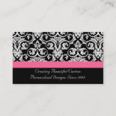 Zwart met Roze Passion Damask Visitekaartje (Achterkant)
