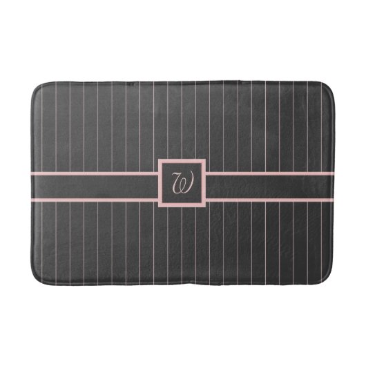 Zwart met roze pinstripes badmat (Voorkant)